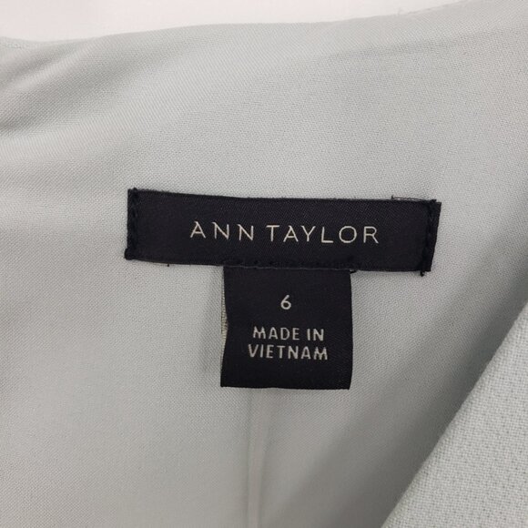Ann Taylor Ruffle Trim Sheath Dress 6 Womens Sleeveless Light Mint Green NEW - Picture 11 of 13